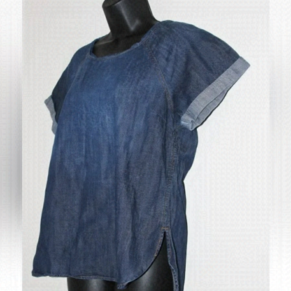 LIFE in progress chambray short sleeve top M